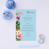 Budget Tropical Hawaiian Floral Menu - Blue MED Flyer (Einzeln)
