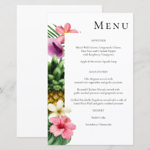 Budget Tropical Hawaiian Floral Menu - White MED