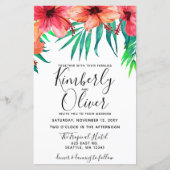 Budget Tropical Hibiskus Beach Hochzeit Einladung (Vorderseite)