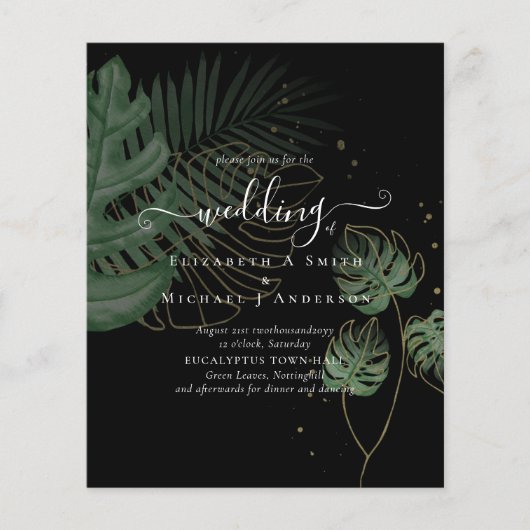 BUDGET Tropical Island Palm Blätter Beach Wedding Flyer (Vorne)