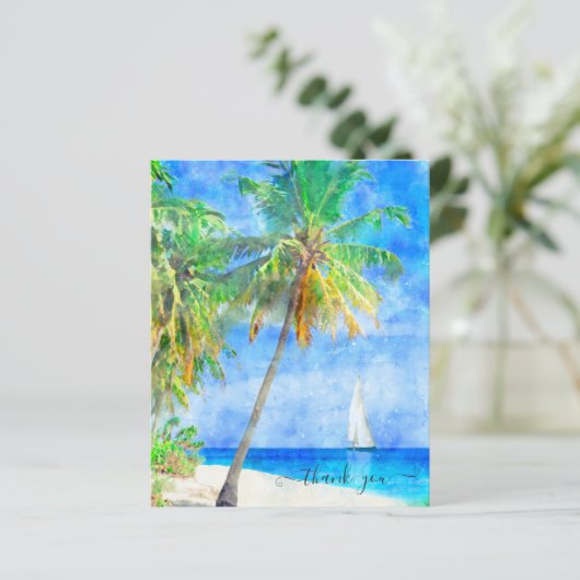 Budget Tropical Island Palm Tree Boat Vielen Dank (Stehend Vorderseite)