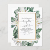 Budget Tropical Magnolia Palm Hochzeit Einladung (Vorne/Hinten)