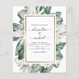 Budget Tropical Magnolia Palm Hochzeit Einladung