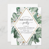 Budget Tropical Magnolia zum Geburtstag Einladung (Vorne/Hinten)