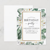 Budget Tropical Magnolia zum Geburtstag Einladung (Vorne/Hinten)