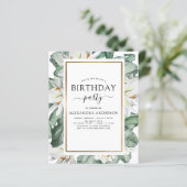 Budget Tropical Magnolia zum Geburtstag Einladung (Stehend Vorderseite)