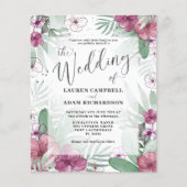 Budget Tropical Maroon & Green Wedding Einladung (Vorderseite)