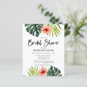 Budget Tropical Monstera  Bridal Shower Invitation (Stehend Vorderseite)