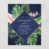Budget Tropical Navy Blue Geometric Wedding (Vorderseite)