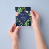 Budget Tropical Navy Blue Geometric Wedding Flyer (Gruppe)