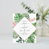 Budget Tropical Palm Geometric Wedding Einladung (Stehend Vorderseite)