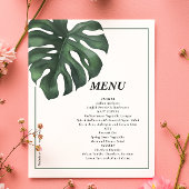 Budget Tropical Palm Leaf Hochzeitsmenü Flyer