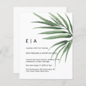 Budget Tropical Palm Leaf Minimal Hochzeit Einladu (Vorne/Hinten)