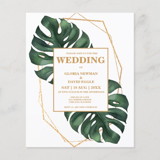 Budget Tropical Palm Leaf QR Code Invitation (Vorderseite)