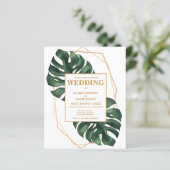 Budget Tropical Palm Leaf QR Code  Invitation (Stehend Vorderseite)