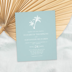 Budget Tropical Palm Tree Sea Glass Beach Hochzeit Flyer