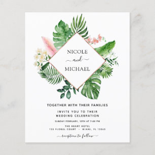 Budget Tropical Palm Watercolor Geometric Wedding Flyer