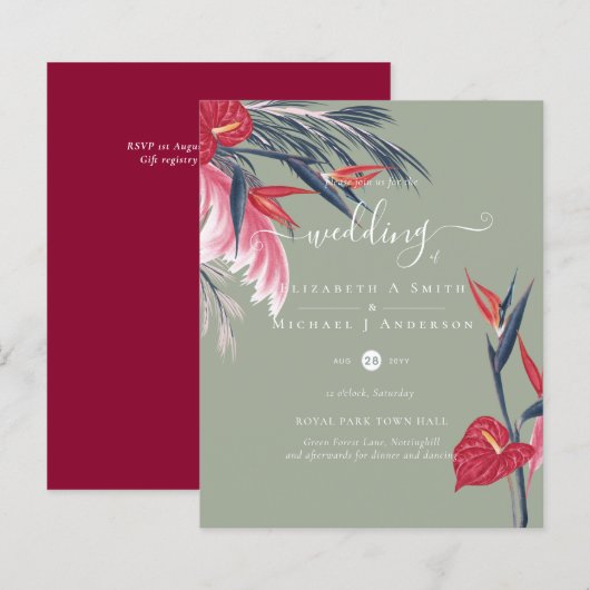 BUDGET Tropical Pampas Grass Navy Berry Wedding (Vorne/Hinten)