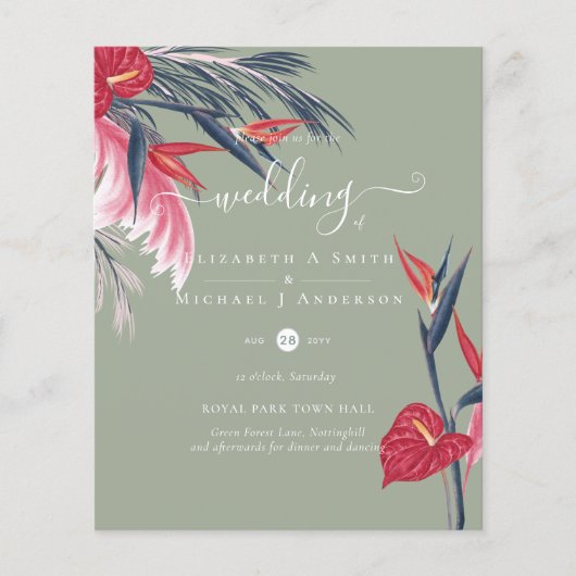 BUDGET Tropical Pampas Grass Navy Berry Wedding (Vorderseite)