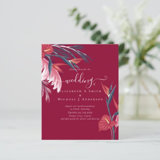 BUDGET Tropical Pampas Grass Navy Berry Wedding (Stehend Vorderseite)