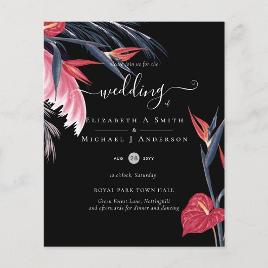 BUDGET Tropical Pampas Grass Navy Berry Wedding (Vorderseite)