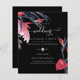 BUDGET Tropical Pampas Grass Navy Berry Wedding