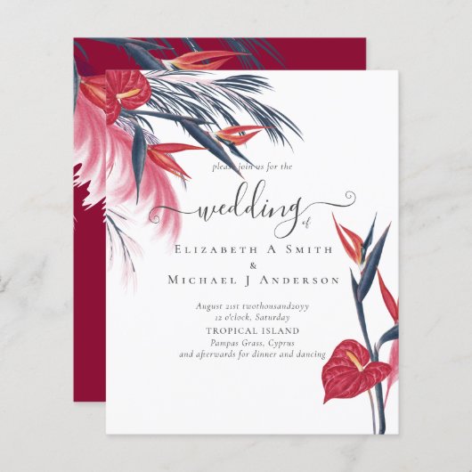 BUDGET Tropical Pampas Grass Navy Berry Wedding (Vorne/Hinten)