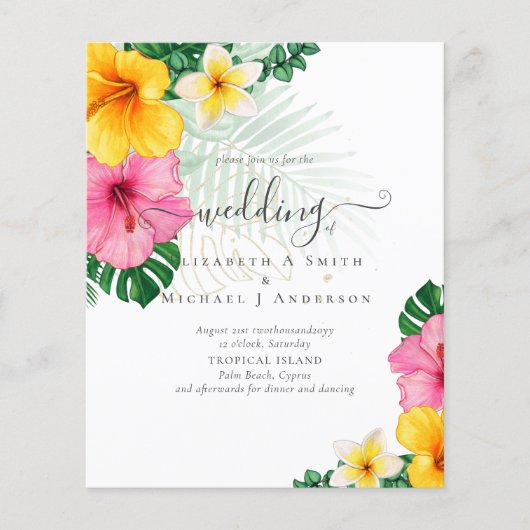 BUDGET Tropical Paradise Beach Wedding Florals Flyer (Vorne)