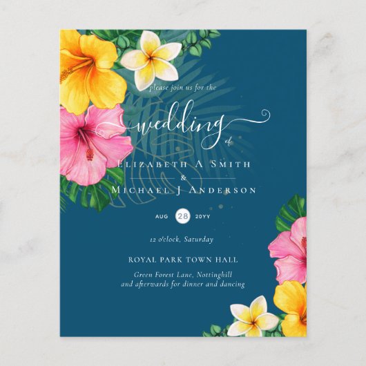 BUDGET Tropical Paradise Beach Wedding Florals Flyer (Vorne)
