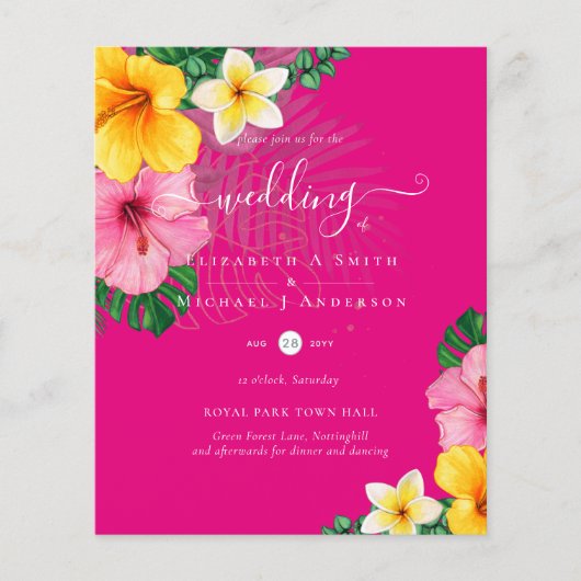 BUDGET Tropical Paradise Beach Wedding Florals Flyer (Vorne)