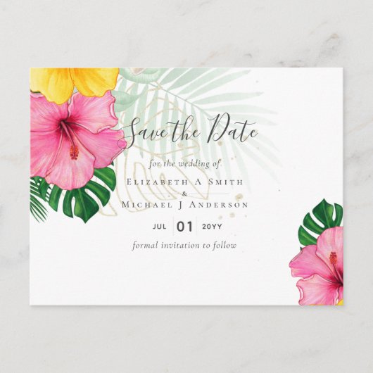 BUDGET Tropical Paradise Beach Wedding Florals Postkarte (Vorderseite)