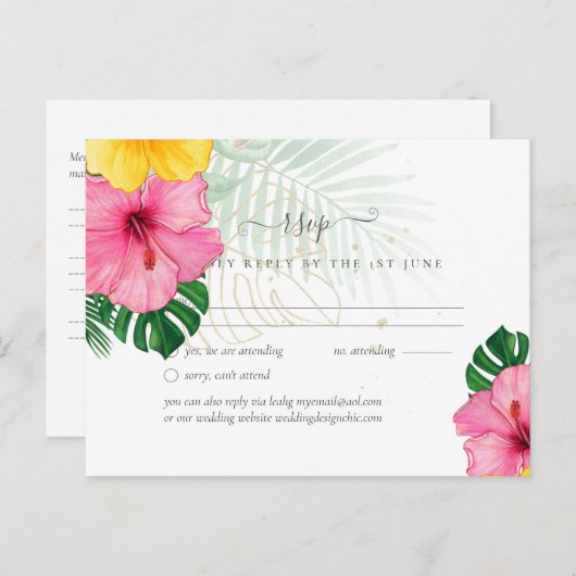 BUDGET Tropical Paradise Beach Wedding Florals Postkarte (Vorne/Hinten)