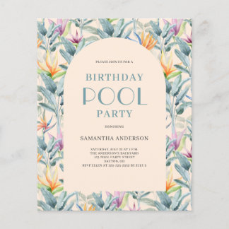 Budget Tropical Pool Party Geburtstag Einladung Flyer