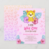 BUDGET Tropical Rainbow Leopard Baby Shower Einlad (Vorne/Hinten)