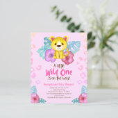 BUDGET Tropical Rainbow Leopard Baby Shower Einlad (Stehend Vorderseite)