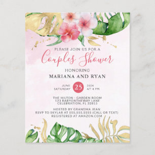 Budget-Tropical-Sommer-Blumen-Hochzeit-Baby-Party Flyer