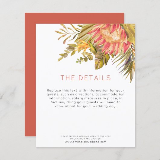 Budget Tropical Wedding Guest Details Umschließung (Vorne/Hinten)