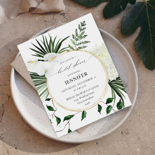 Budget Tropisch Palm & Weiß Floral Brautschauerpar Flyer