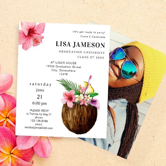 Budget Tropischer Kokosnuss Gradauation mit Foto V