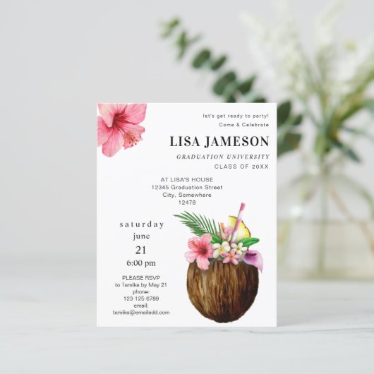 Budget Tropischer Kokosnuss Gradauation mit Foto V (Stehend Vorderseite)