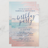 BUDGET Tropischer Strand Geburtstag Pink Party Fly (Vorne/Hinten)