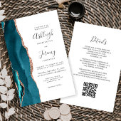 Budget Türkis Roségold QR-Code Hochzeitseinladung