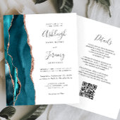 Budget Türkis Roségold QR-Code Hochzeitseinladung