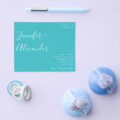 Budget Türkise Blue Calligraphy Foto Wedding Flyer (Einzeln)