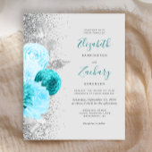Budget Turquoise Floral Silver Glitzer Hochzeit