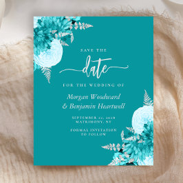 Budget Turquoise Floral Wedding Save the Date