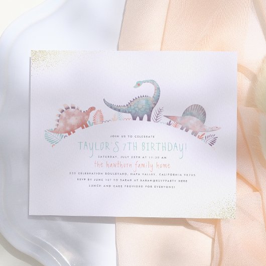Budget Turquoise & Gold Girl Dinosaurier Geburtsta