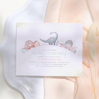 Budget Turquoise & Gold Girl Dinosaurier Geburtsta