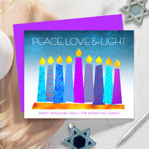 Budget Turquoise Hanukkah Candles Peace Liebe Card