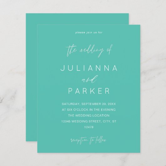 Budget Turquoise MOD Calligraphy Wedding (Vorne/Hinten)